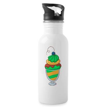 Crème glacée, crème glacée, crème glacée, crème glacée, boule, crème glacée, sundae - Gourde avec paille intégrée - blanc - Droite