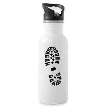 shoe, shoe print, hiking - Water bottle with straw - white - Right