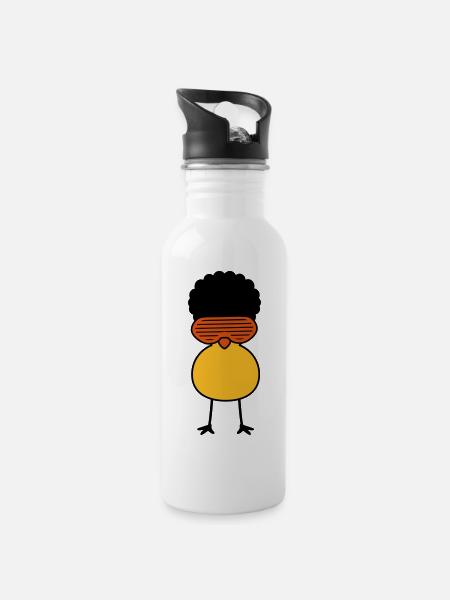 Funky Chick - Water bottle with straw - white