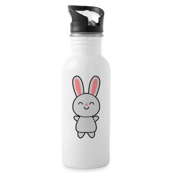 Cute Rabbit / Bunny - Gourde avec paille intégrée - blanc - Droite