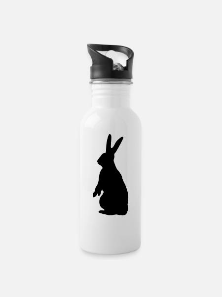 rabbit - Water bottle with straw - white