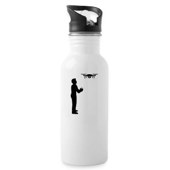 Drohne - Trinkflasche mit integriertem Trinkhalm - Weiß - Rechts