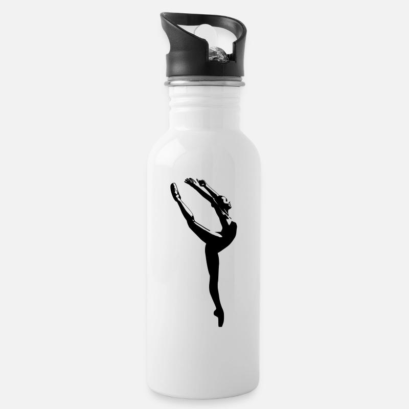 Tänzer - Trinkflasche mit integriertem Trinkhalm - Weiß