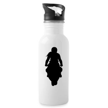 Motorcyclist Sportbike sexy Bikergirl Bikerin - Water bottle with straw - white - Right