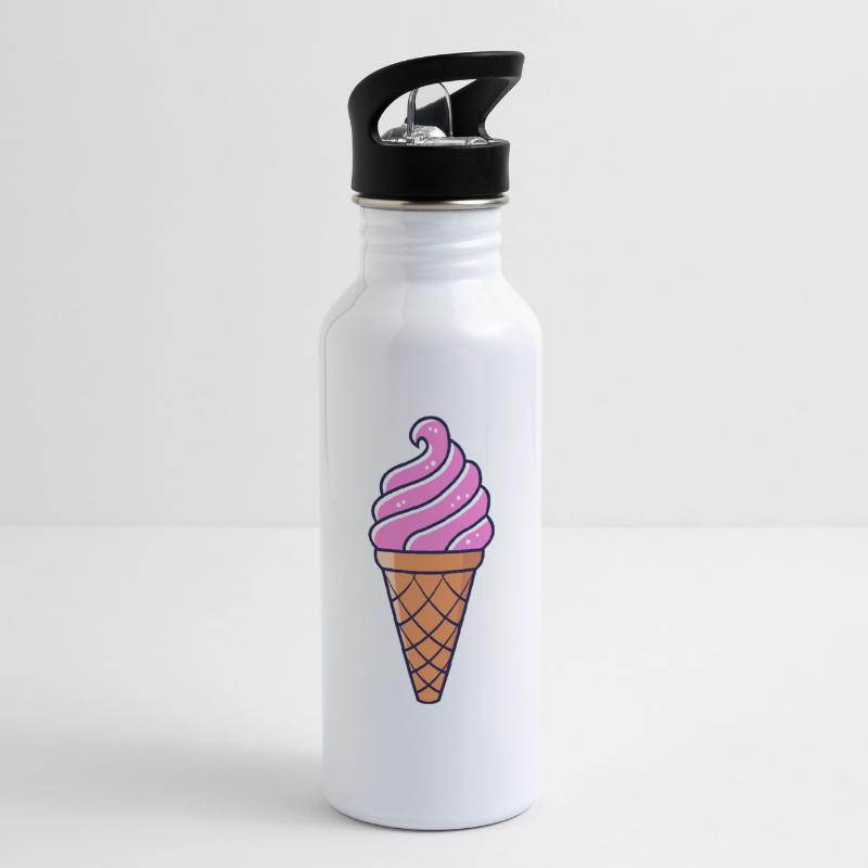 SOFTEIS EISCREME EISBECHER WAFFELEIS GESCHENKIDEE Trinkflasche mit integriertem Trinkhalm