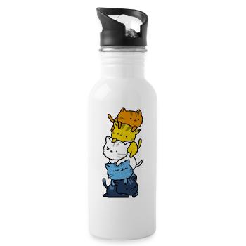 Kawaii Cat Aroace Pride Flag - Water bottle with straw - white - Right
