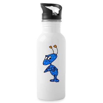 Mag-Mich-Männchen - Trinkflasche mit integriertem Trinkhalm - Weiß - Rechts