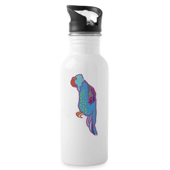 ara papagei - Trinkflasche mit integriertem Trinkhalm - Weiß - Rechts