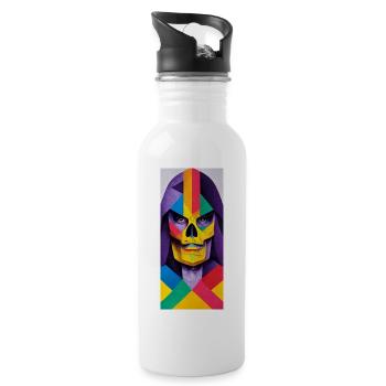 Skeletor geometric head - Water bottle with straw - white - Right