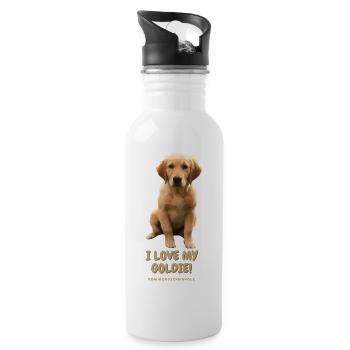 I love my Goldie! - Trinkflasche mit integriertem Trinkhalm - Weiß - Rechts
