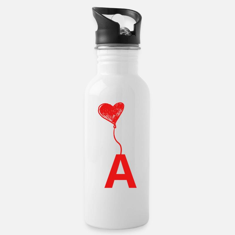 Lettre a coeur - Gourde avec paille intégrée - blanc