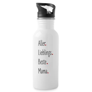 Aller Lieblings Beste Mama, Mutter, Geburtstag - Trinkflasche mit integriertem Trinkhalm - Weiß - Rechts