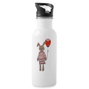 Osterfest Hase - Trinkflasche mit integriertem Trinkhalm - Weiß - Rechts