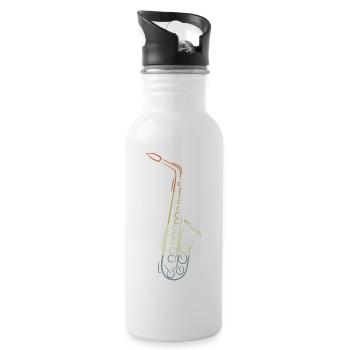 Vintage Saxophone Drawing - Water bottle with straw - white - Right