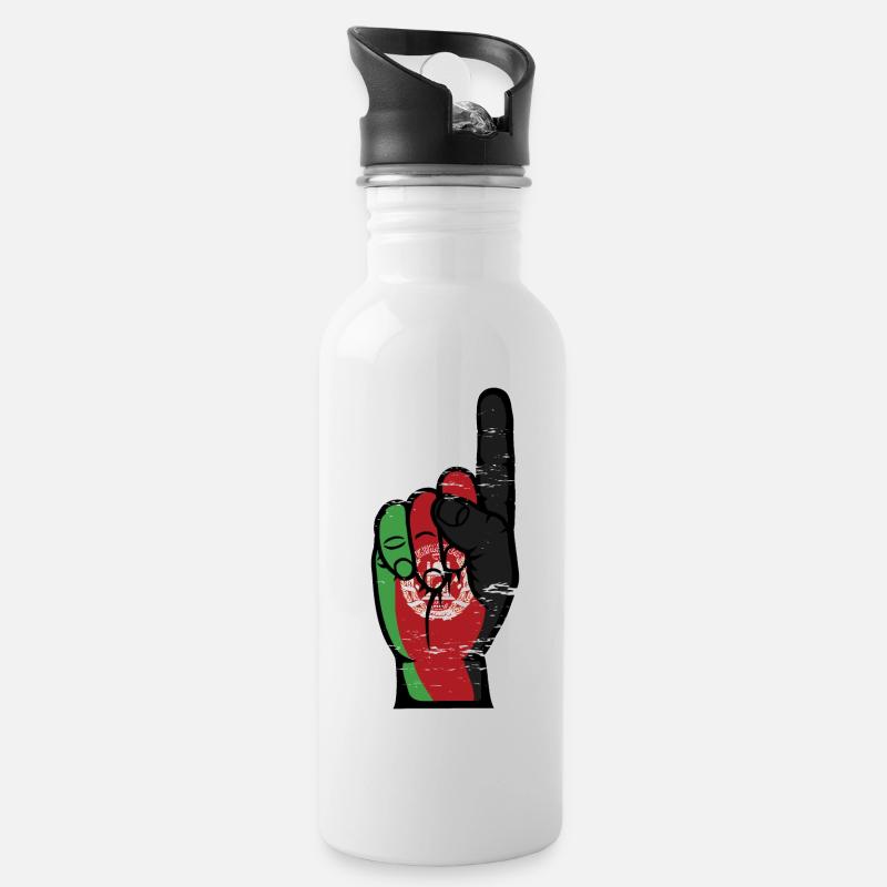 Afghanistan Flagge Nummer 1 used - Trinkflasche mit integriertem Trinkhalm - Weiß