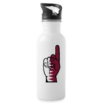 Qatar flag number 1 - Water bottle with straw - white - Right