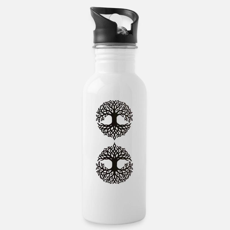  Lebensbaum-Infinity - Ornament Lebensbaum - Trinkflasche mit integriertem Trinkhalm - Weiß