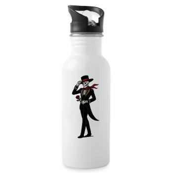 Skeleton Mariachi Rose - Water bottle with straw - white - Right