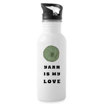 Yarn Is My Love – Green Yarn – Crochet & Knitting - Trinkflasche mit integriertem Trinkhalm - Weiß - Rechts