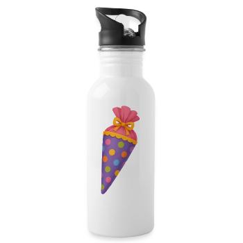 Colourful school cone for the first day of school - Water bottle with straw - white - Right