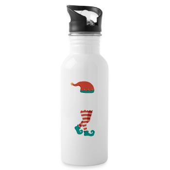 Weihnachts Elf Partnerlook Design Xmas Elfen - Trinkflasche mit integriertem Trinkhalm - Weiß - Rechts