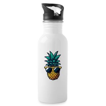 Cute Monkey Angel - Animal Fantasy Design - Water bottle with straw - white - Right