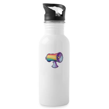 Pride Megaphone - Trinkflasche mit integriertem Trinkhalm - Weiß - Rechts