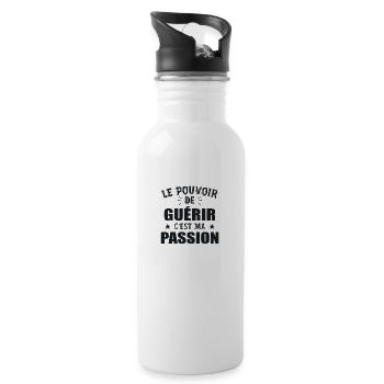 Le Pouvoir De Guérir C'Est Ma Passion - Gourde avec paille intégrée - blanc - Droite