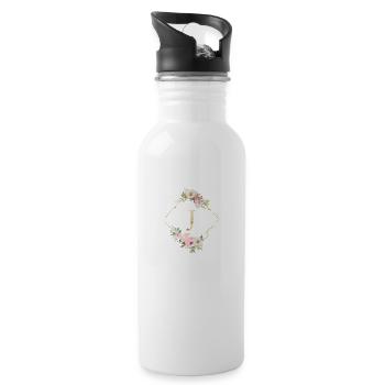 Monogramme personnalisable J Pastel Floral - Gourde avec paille intégrée - blanc - Droite