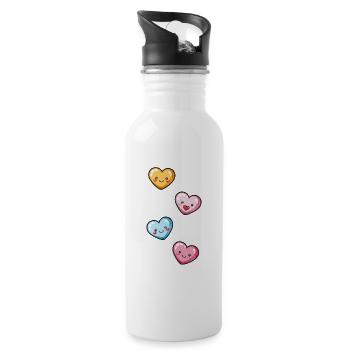 Hearts Love Colorful - Water bottle with straw - white - Right