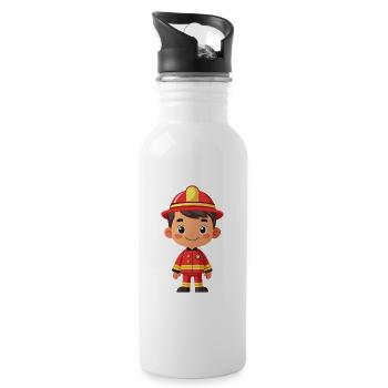 Hero in red the firefighter - Water bottle with straw - white - Right