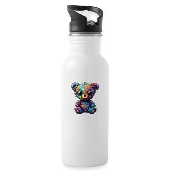 Ours en peluche / Peluche / Animal en peluche / Idée cadeau - Gourde avec paille intégrée - blanc - Droite