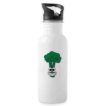 Happy broccoli - Water bottle with straw - white - Right