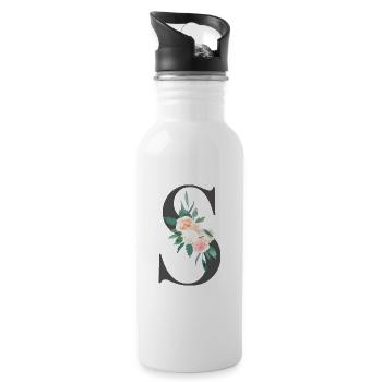 Personalisierbar Monogramm Pastell Floral S - Trinkflasche mit integriertem Trinkhalm - Weiß - Rechts