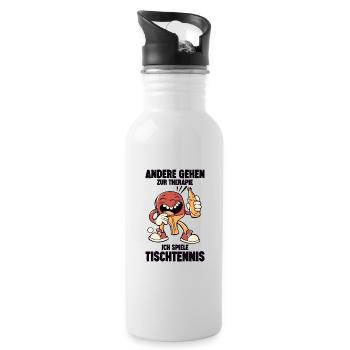 Andere gehen zur Therapie ich spiele Tischtennis - Trinkflasche mit integriertem Trinkhalm - Weiß - Rechts