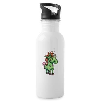 Illustration de licorne zombie - Gourde avec paille intégrée - blanc - Droite