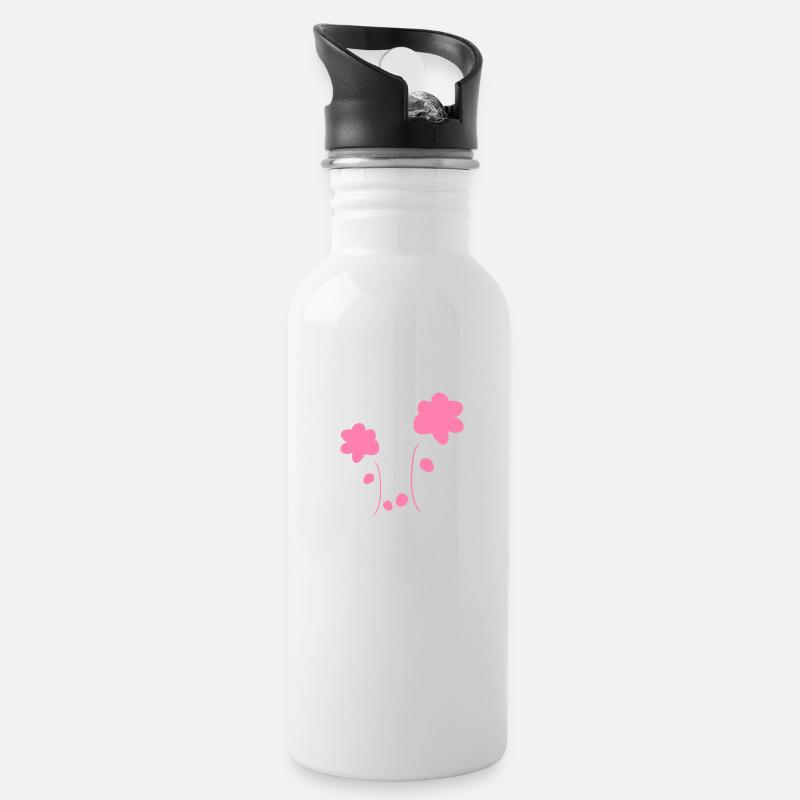 Blume Blumen Symbol Pflanze form - Trinkflasche mit integriertem Trinkhalm - Weiß