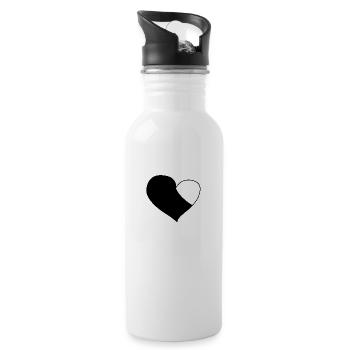 Symbole de coeur en deux parties Modèle d’amour - Gourde avec paille intégrée - blanc - Droite