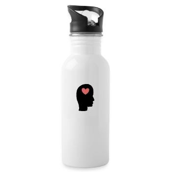 Profil de la tête Personnes Côté Symbole Coeur - Gourde avec paille intégrée - blanc - Droite