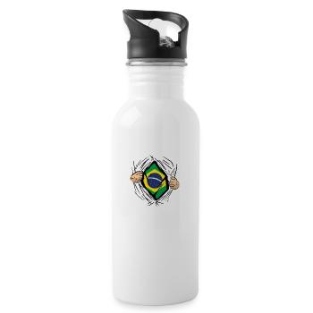 Brazil Flag Brazilian Flag South America - Water bottle with straw - white - Right
