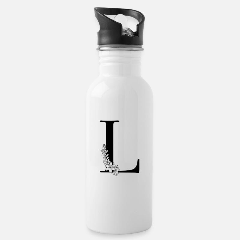 Buchstabe L - Trinkflasche mit integriertem Trinkhalm - Weiß