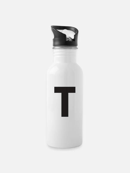 T - Water bottle with straw - white