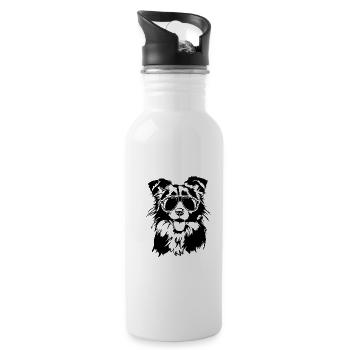 Border Collie Cool Portrait Dog Herding Dog Wilsigns - Water bottle with straw - white - Right