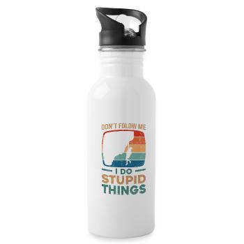 Don't Follow Me I Do Stupid Things Bouldering Rock - Trinkflasche mit integriertem Trinkhalm - Weiß - Rechts