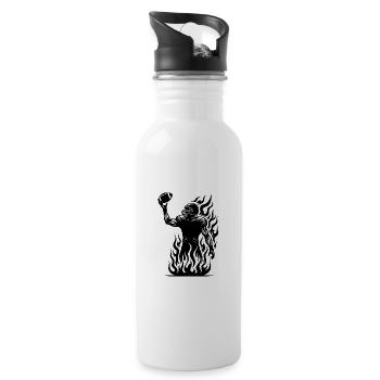 Football player with football in flames and fire - Water bottle with straw - white - Right