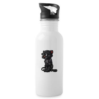 Panther Cool Comic - Trinkflasche mit integriertem Trinkhalm - Weiß - Rechts