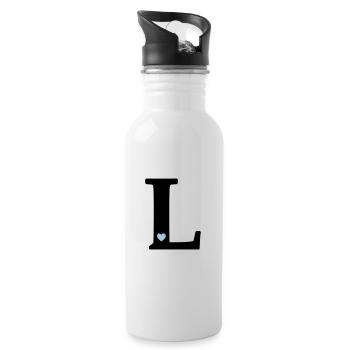 Buchstabe L Anfangsbuchstabe - Trinkflasche mit integriertem Trinkhalm - Weiß - Rechts