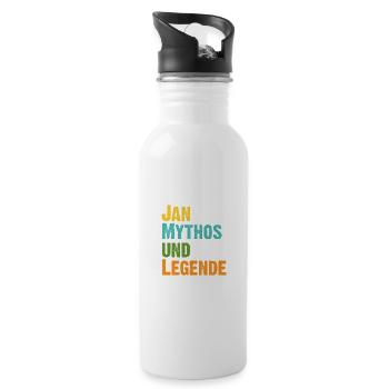 Jan der Mythos und Legende Vorname Jan - Trinkflasche mit integriertem Trinkhalm - Weiß - Rechts