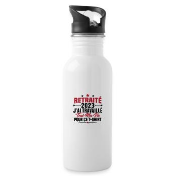 Retraité En 2023 / Humour Cadeau Retraité 2023 - Gourde avec paille intégrée - blanc - Droite