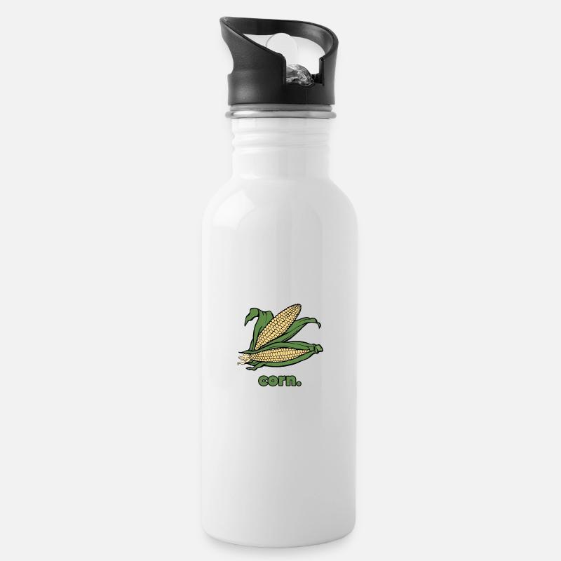 Corn | vegetable - Water bottle with straw - white